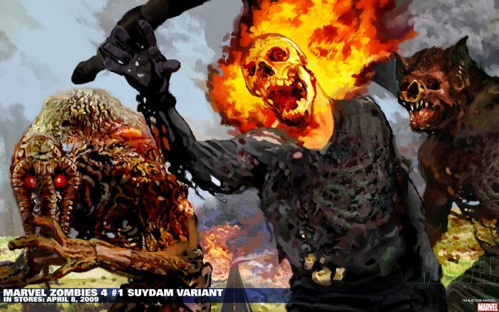 Ghost Rider and zombies from Marvel Zombies 4