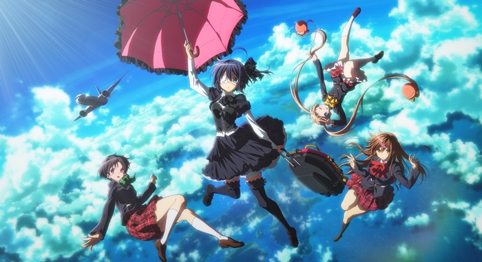 Rikka Takanashi and friends falling from the sky