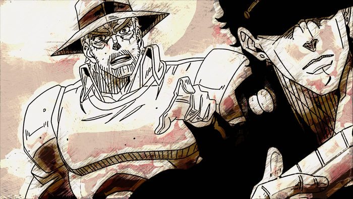Joseph Joestar and Jotaro Kujo from JoJo's Bizarre Adventure