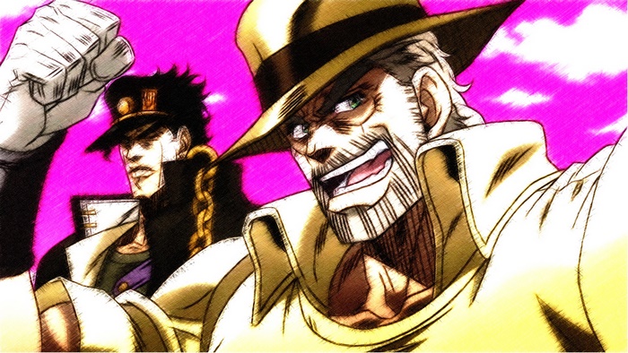 Jotaro Kujo and Joseph Joestar from JoJo's Bizarre Adventure