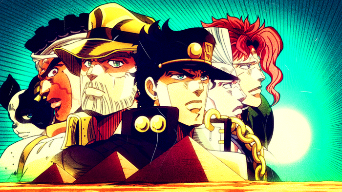 Jotaro Kujo and allies from JoJo's Bizarre Adventure