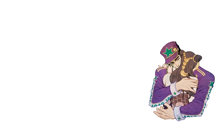 Jotaro Kujo hugging a woman
