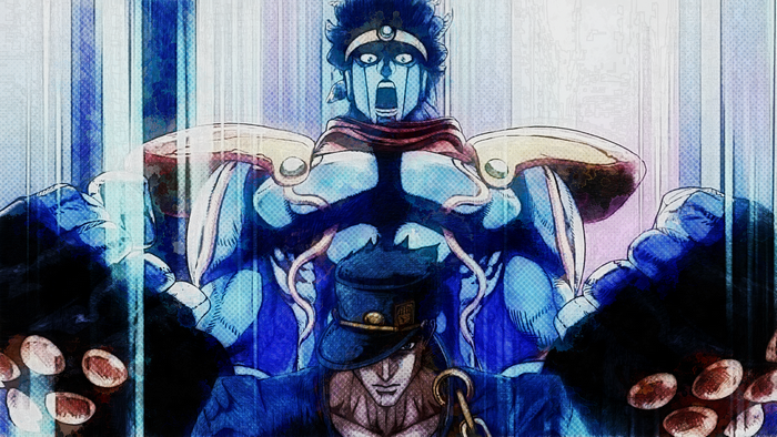 Jotaro Kujo and Star Platinum from JoJo's Bizarre Adventure