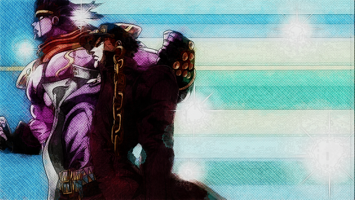 Jotaro Kujo and Star Platinum from JoJo's Bizarre Adventure
