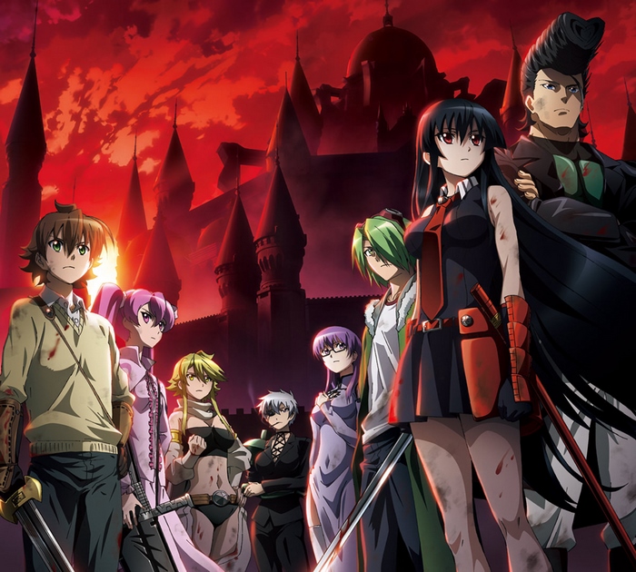 Akame ga Kill! characters in front of a castle