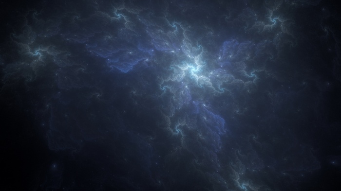 Abstract blue and white nebula with glowing light