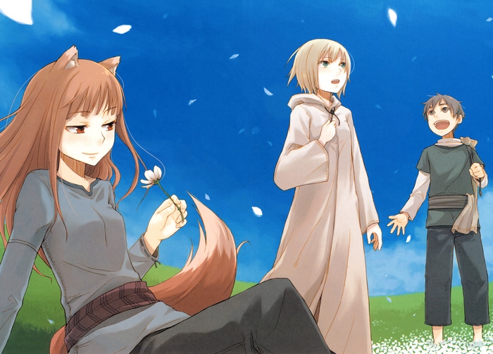 Holo from Spice & Wolf with companions