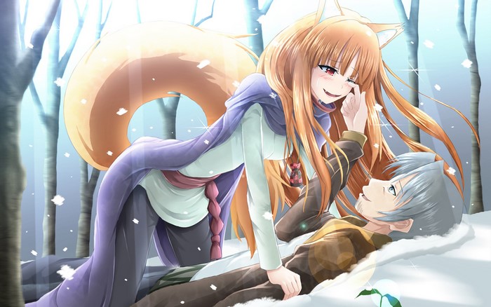 Holo from Spice & Wolf in a snowy forest