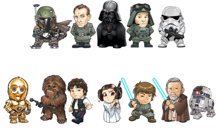 Star Wars characters in chibi style