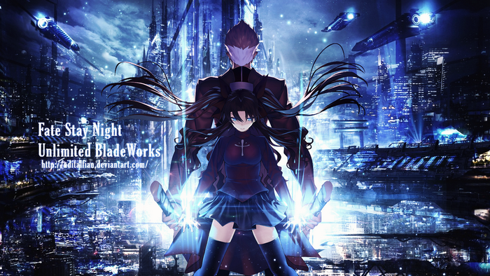 Rin Tohsaka and Archer from Fate/Stay Night Unlimited Blade Works