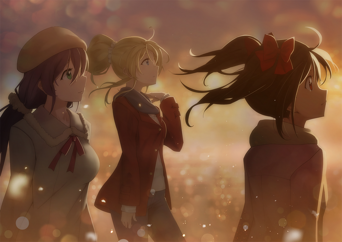 Three girls in anime style