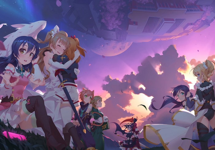 Eri Ayase and friends in a fantasy setting