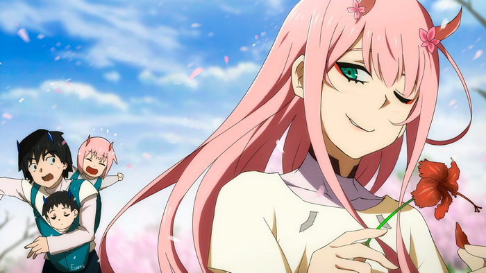 Zero Two and children from Darling in the FranXX