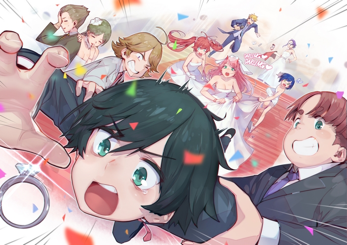 Hiro and Zero Two from Darling in the FranXX wedding
