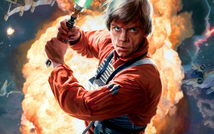Luke Skywalker from Star Wars with a lightsaber
