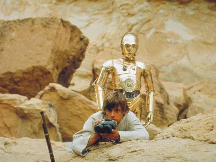 Luke Skywalker and C-3PO on Tatooine