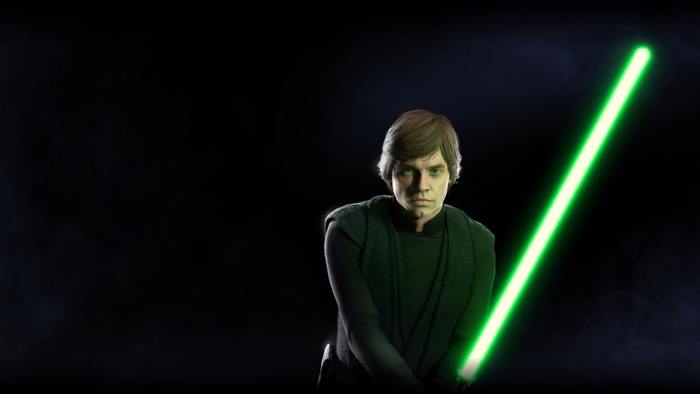 Luke Skywalker with green lightsaber