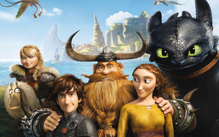 Toothless and characters from How to Train Your Dragon