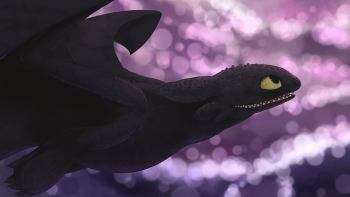 Toothless from How to Train Your Dragon flying