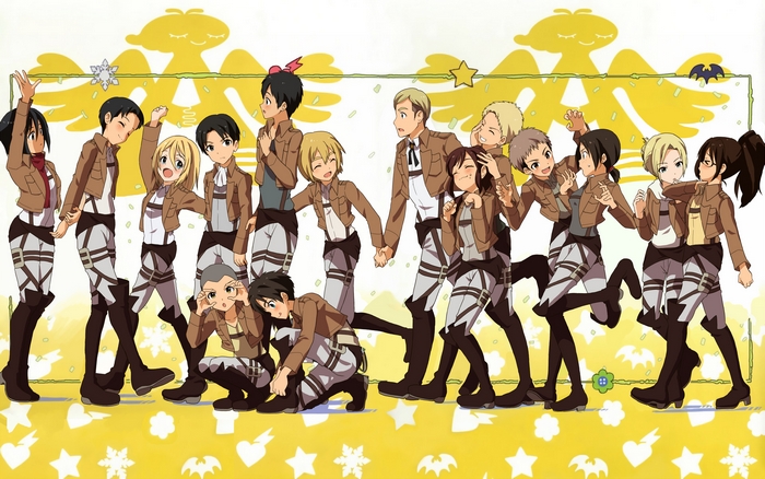 Attack on Titan characters in chibi style