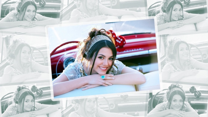 Victoria Justice in a vintage car