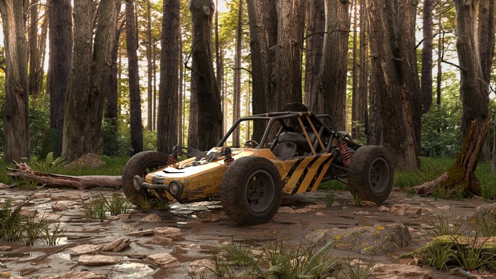 PUBG Buggy in a Lush Forest