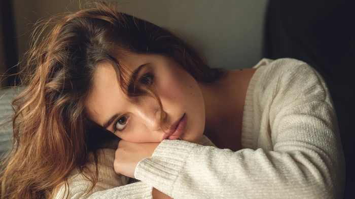 Beautiful woman with long brown hair