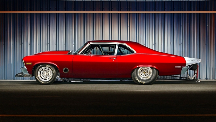 Red 1970 Pro Street Nova Drag Car
