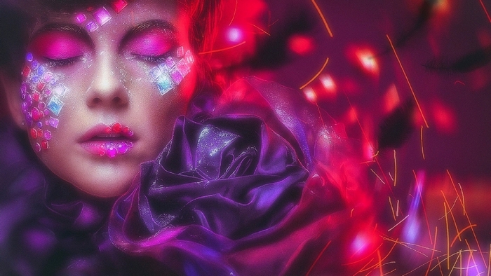 Woman with jewels and rose