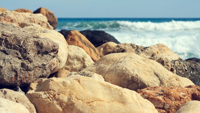 Rocky beach with ocean waves