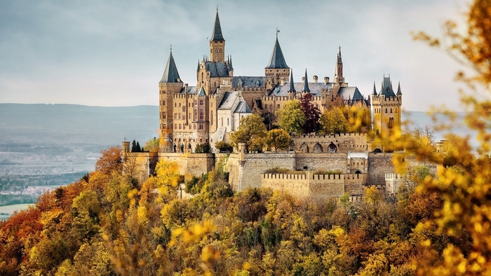 Hohenzollern Castle in autumn forest