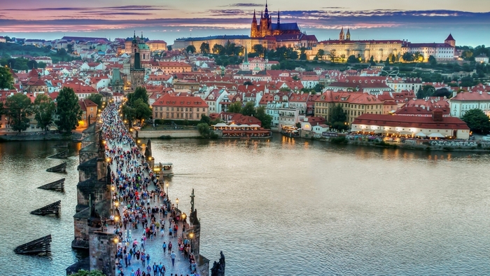 Charles Bridge in Prague at Dusk
