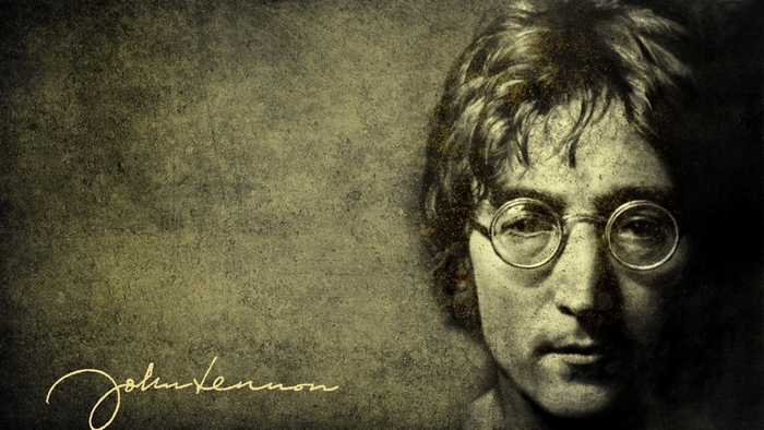 John Lennon portrait with signature