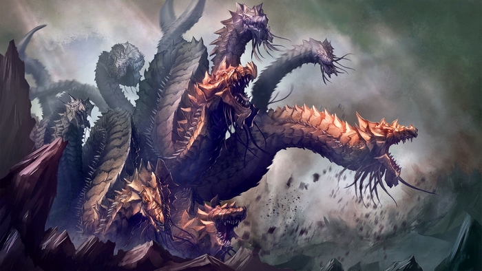 Epic Multi-Headed Dark Fantasy Dragon