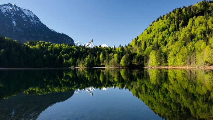 Serene Mountain Lake with Forest Reflection
