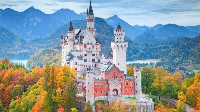 Neuschwanstein Castle in Germany during autumn