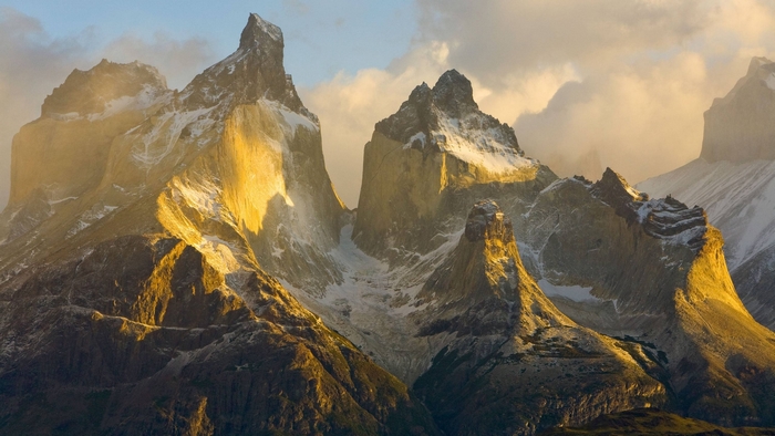 Torres del Paine mountains at sunrise