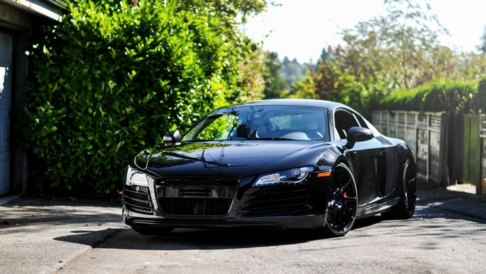 Black Audi R8 Sport Car Parked Outdoors