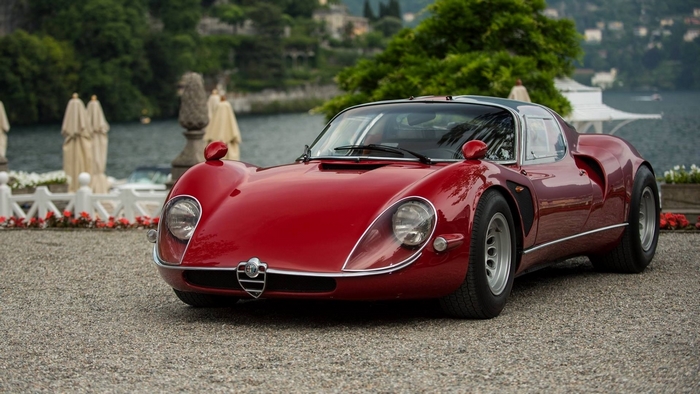 Classic Red Alfa Romeo 33 Stradale Sports Car