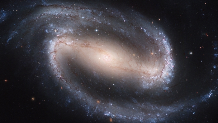 Spiral Galaxy with Bright Star Clusters in Space