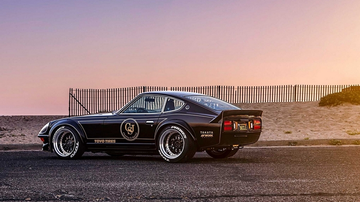 Black 1974 Datsun 240Z with decals