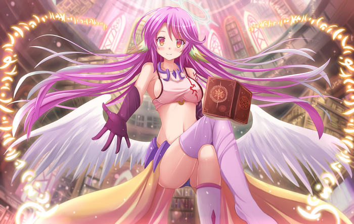 Jibril from No Game No Life holding a book