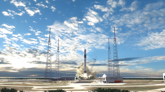 SpaceX Falcon rocket launch from launchpad