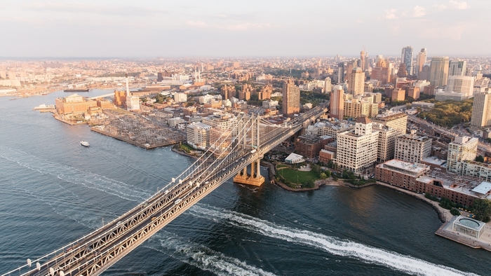 Manhattan Bridge and New York Cityscape