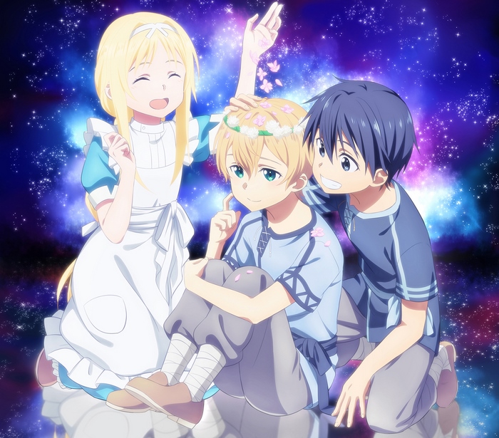 Alice Zuberg and friends in a starry background
