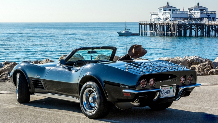 Black 1969 Corvette Stingray Convertible by the Ocean