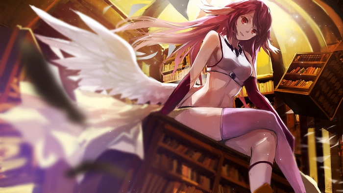Jibril from No Game No Life in a library