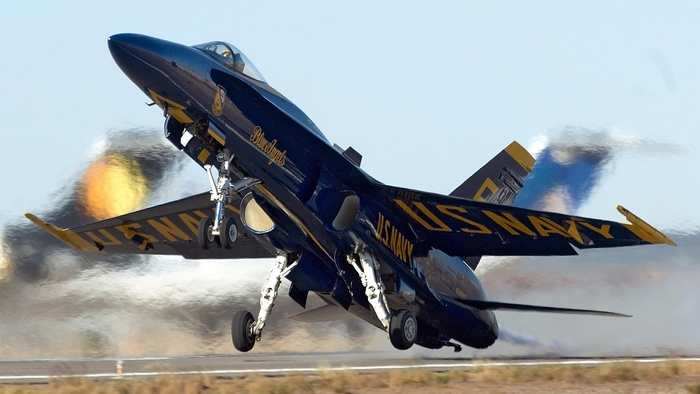 Blue Angels U.S. Navy Jet Taking Off