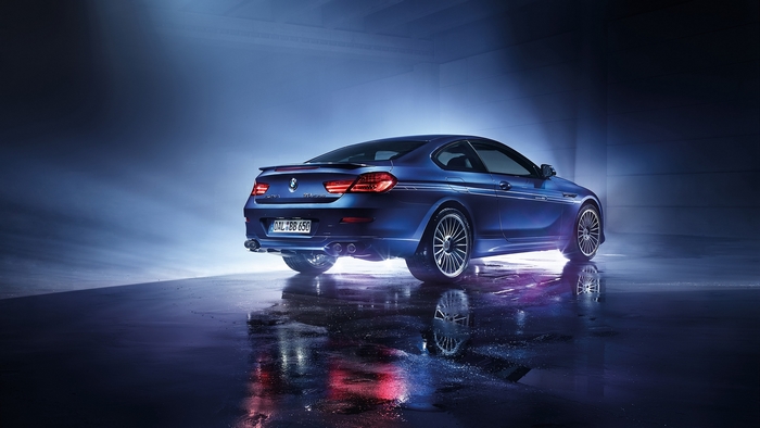 Blue BMW Alpina B6 Coupe on Wet Surface