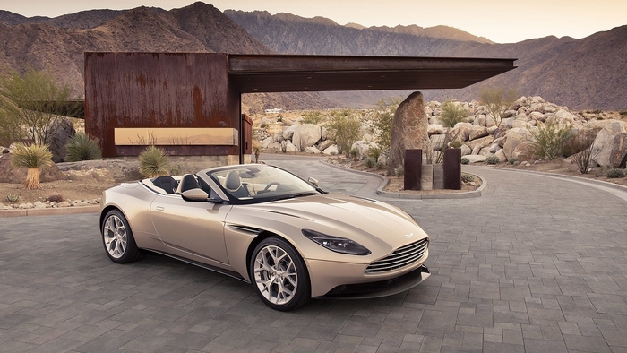 Aston Martin DB11 Volante convertible in desert landscape